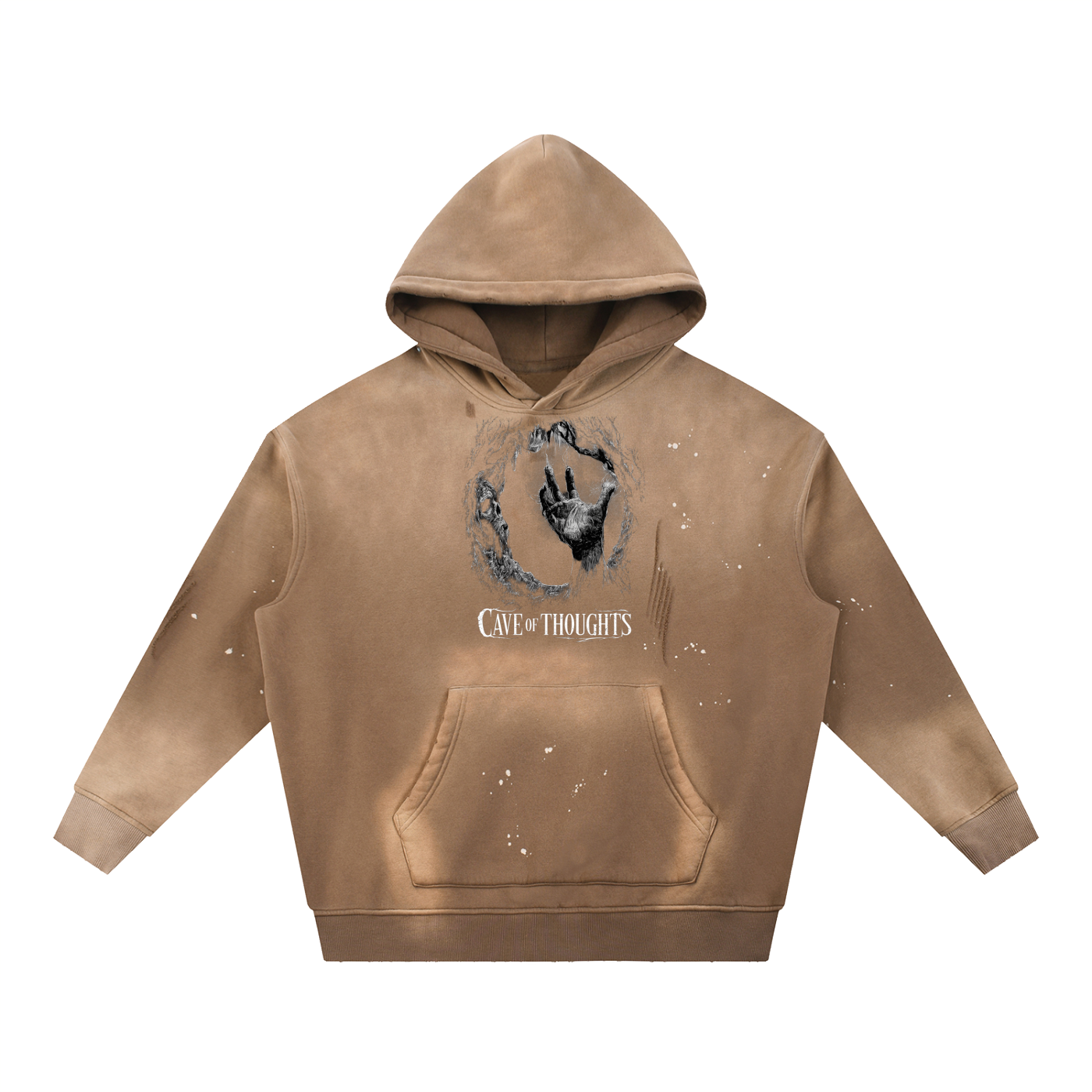 Vintage Washed Frayed Fleece Hoodie
