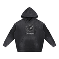 Vintage Washed Frayed Fleece Hoodie