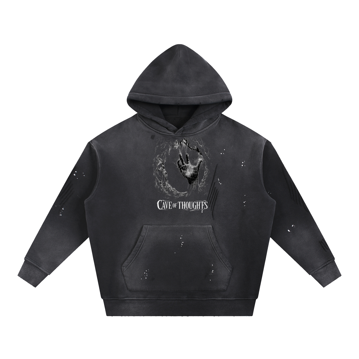 Vintage Washed Frayed Fleece Hoodie