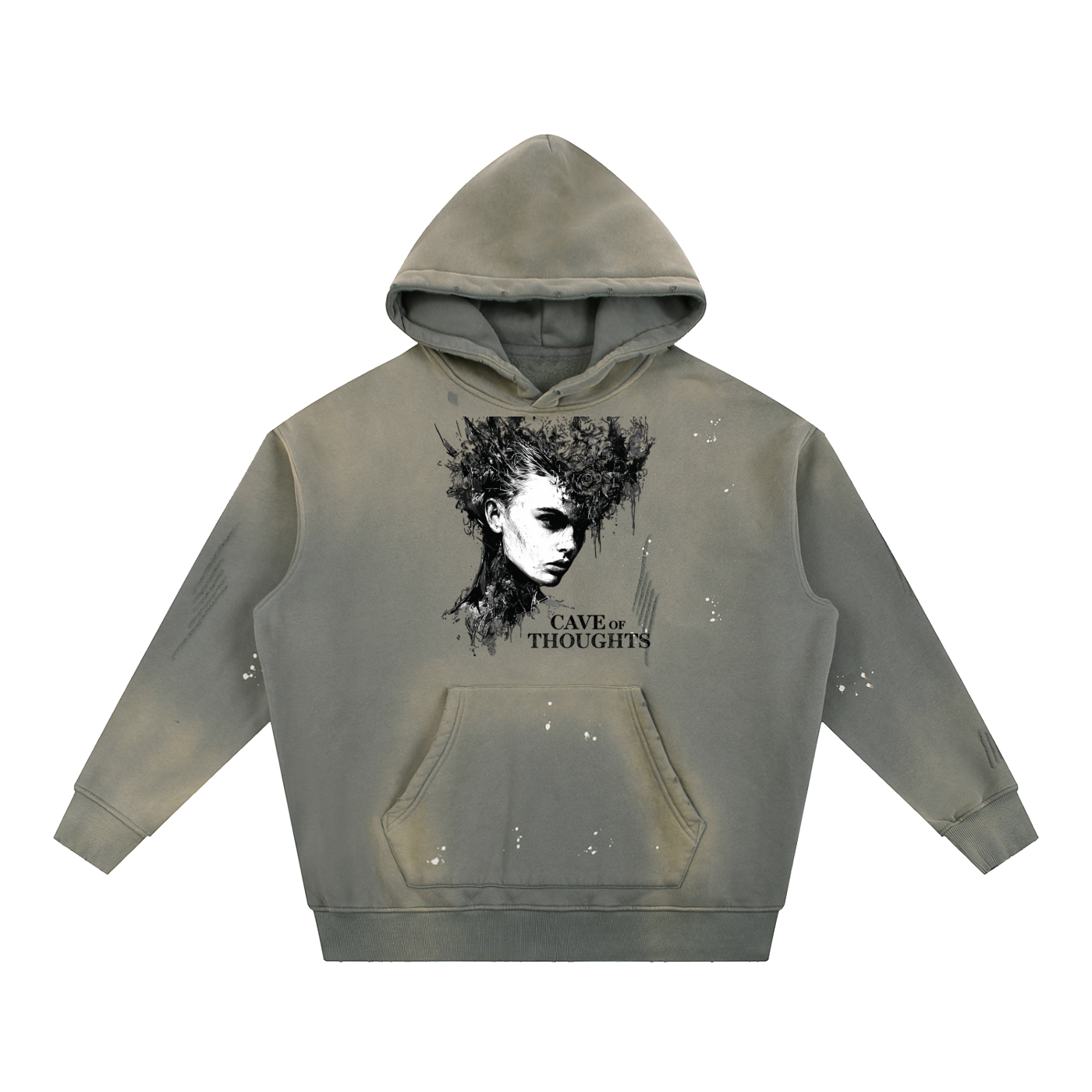Vintage Washed Frayed Fleece Hoodie