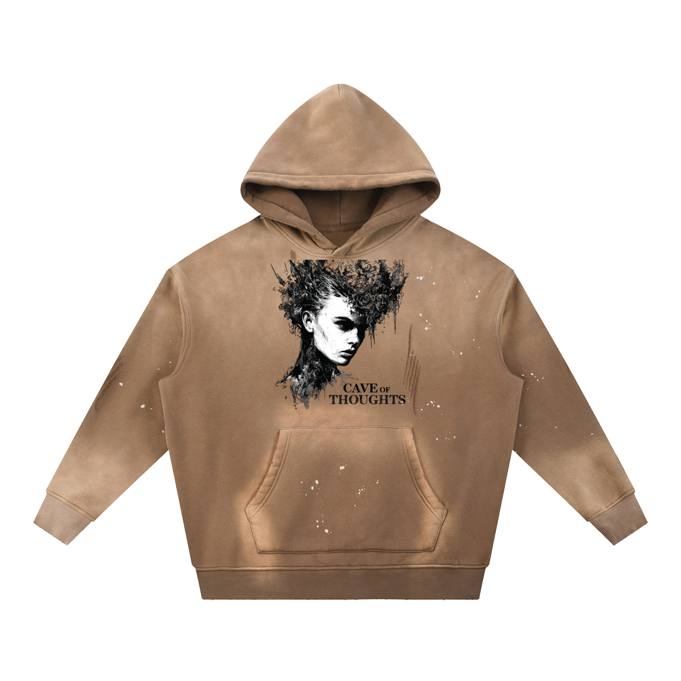 Vintage Washed Frayed Fleece Hoodie