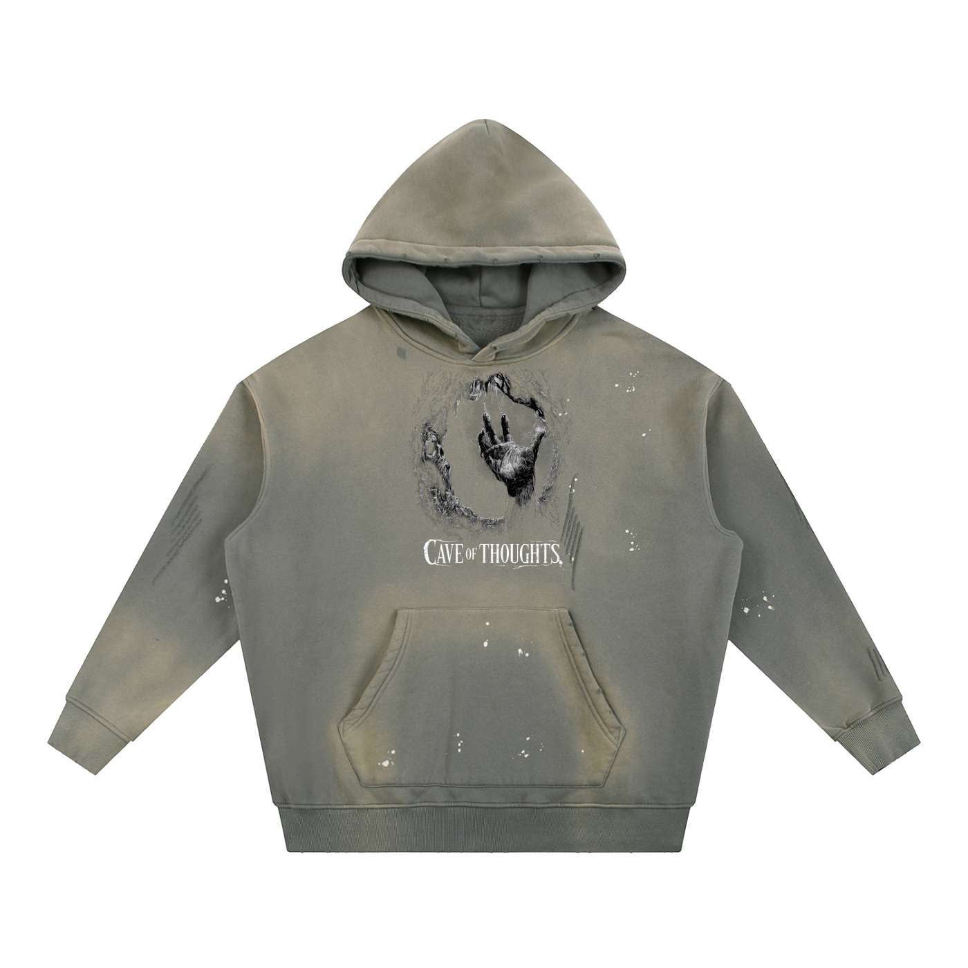 Vintage Washed Frayed Fleece Hoodie